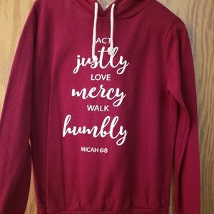 Super cute, burgundy, inspirational hoodie. Never worn. Great shape.